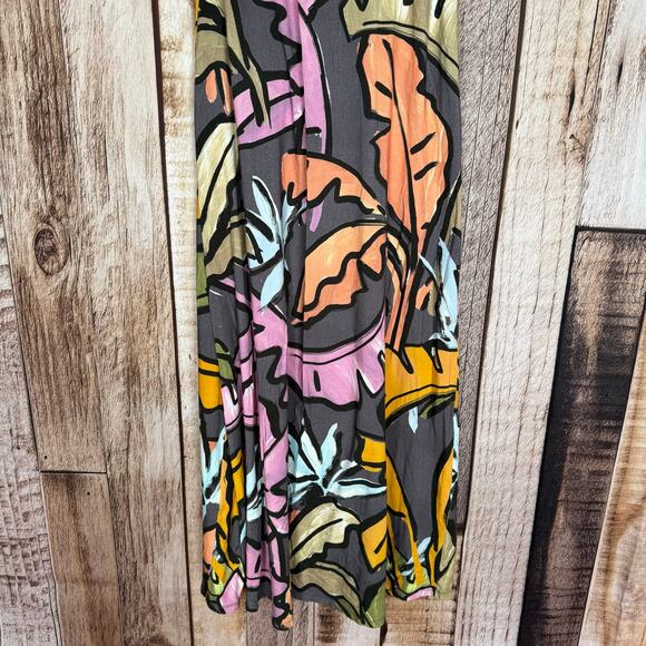 Soft Surroundings Jolyn Dress Maxi Tropical Multi Leaf Nature Medium Sleeveless - Picture 4 of 8